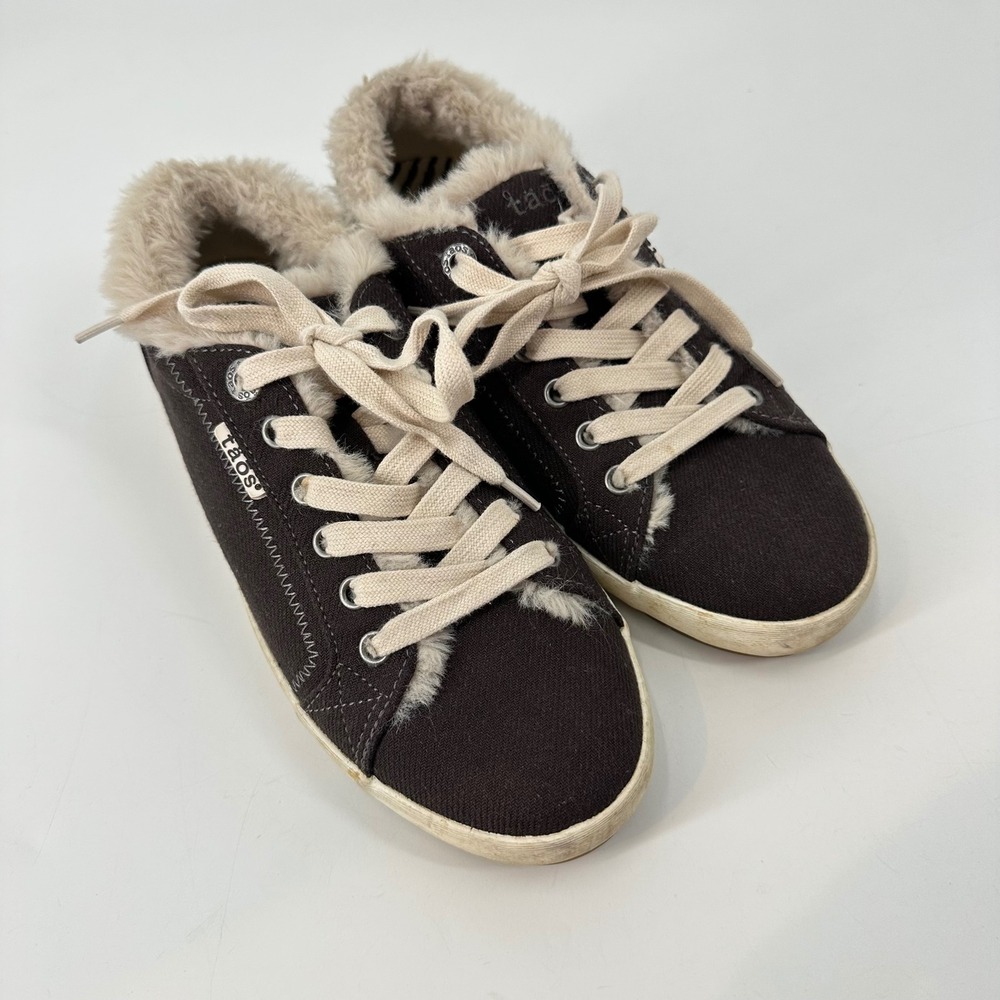 Taos Starline Faux  Fur‎ Lined Canvas Sneakers Casual Shoes Brown Size 6.5